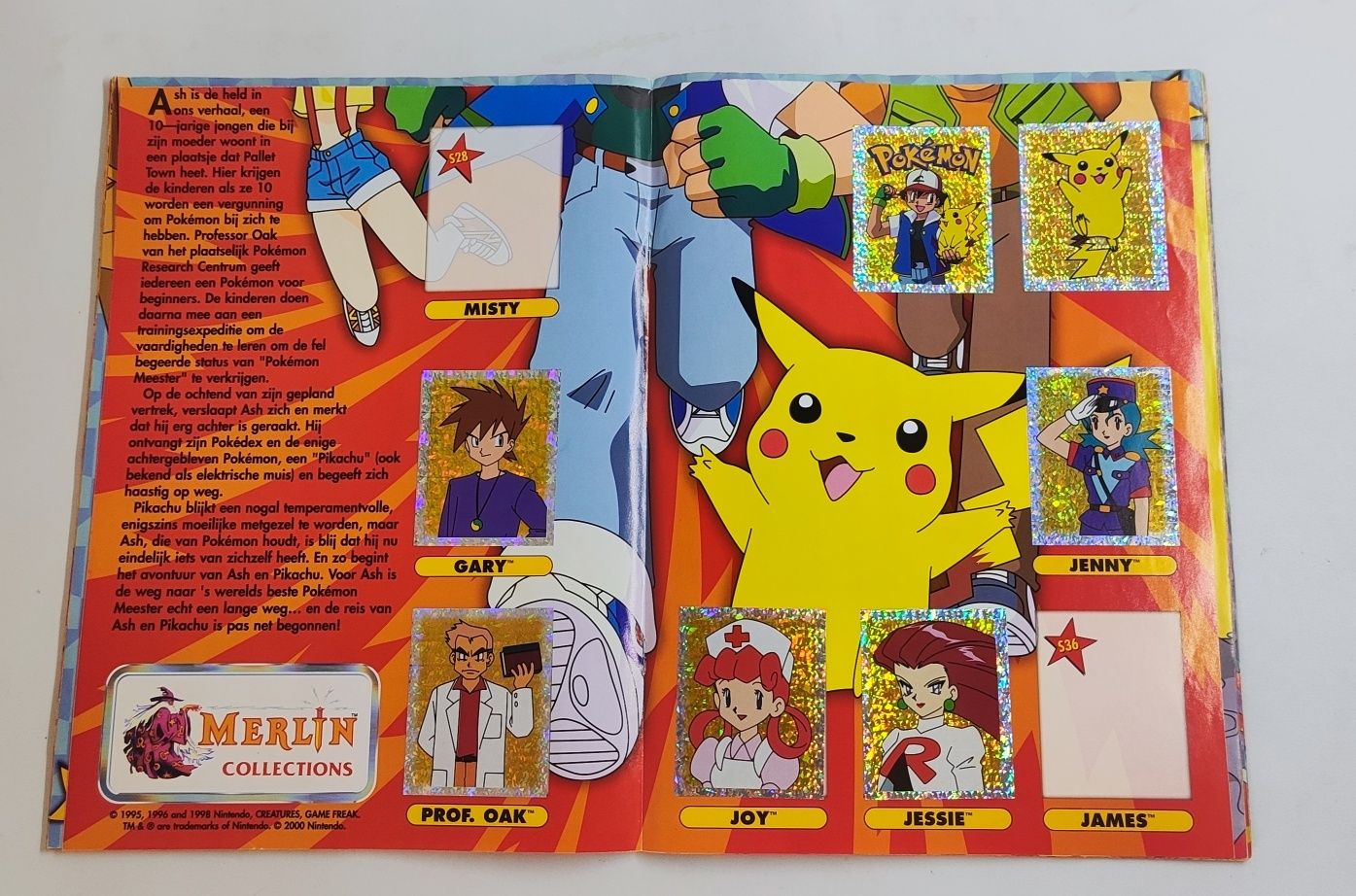 Álbum Pokémon Merlin (1999). Faltam apenas 12 Cromos.