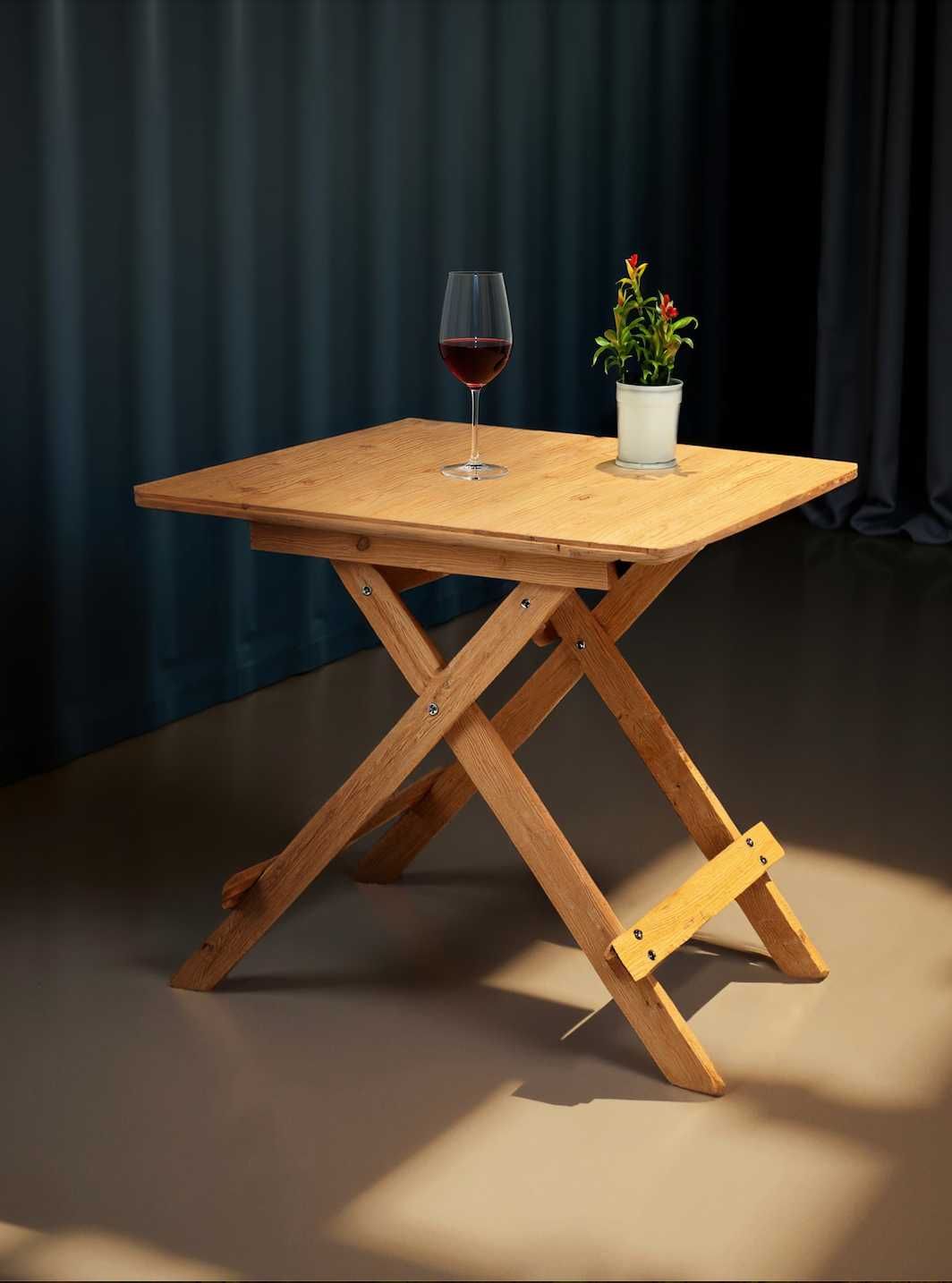 Nowy Składany stolik bambusowy Boho 50x50 cm do Ogrodu Kuchni Balkon