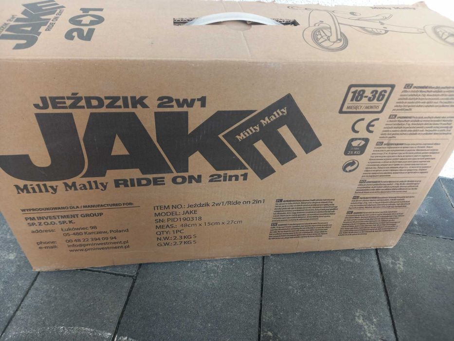 Jezdzik 2w1 rowerek milly mally jake raninbow tęczowy biegowy