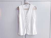 Biała kremowa bluzka bez rękawów haftowana vintage 38 40