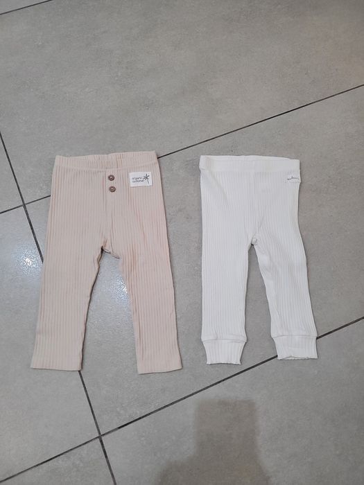 Legginsy prążkowane Sinsay Pepco beżowe białe 74 80