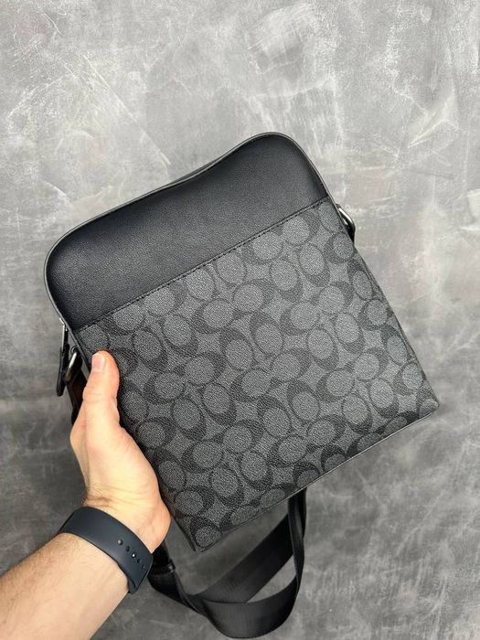 С КОРОБКОЙ подарок мужчине стильная сумка чёрная серая барсетка кожа