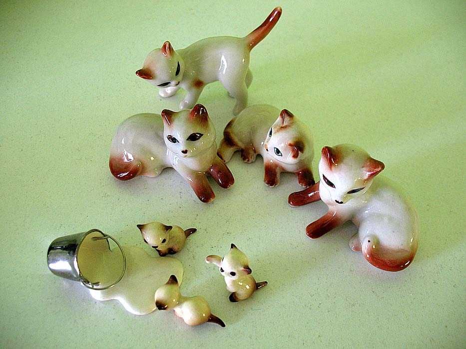 Kot - Hagen Renaker rodzina kotków syjamskich - figurki - 6x5 Oryginał