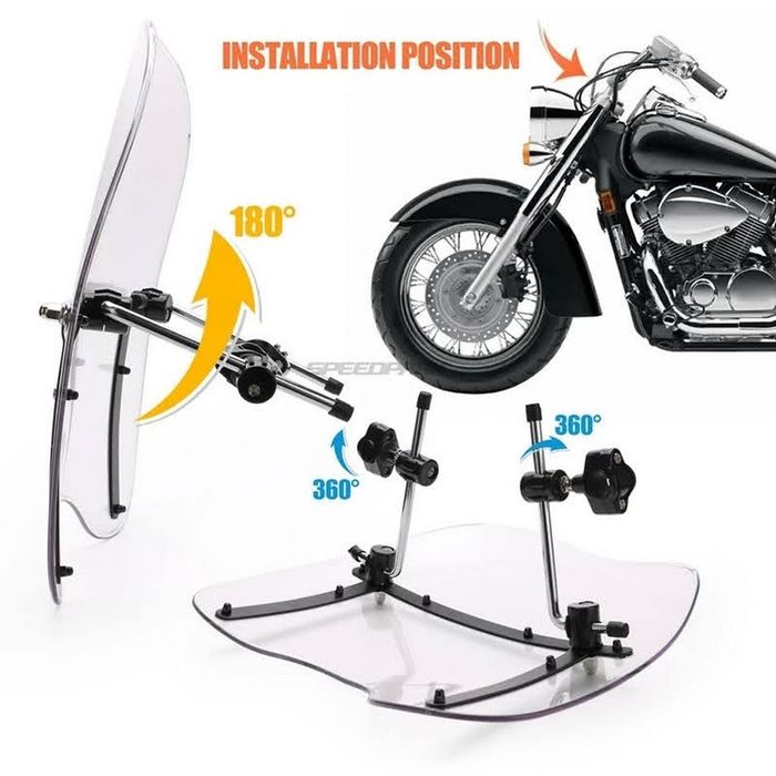 Ветровое стекло универсальное на мотоцикл чоппер Honda Suzuki Kawasaki