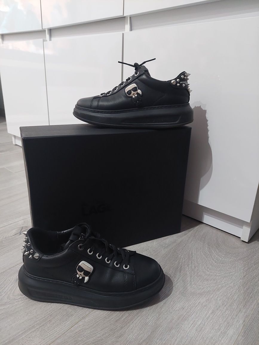 Karl Lagerfeld Sneakersy czarne z ćwiekami skóra r. 36 oryginał