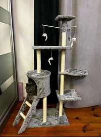 Домик когтеточка (царапка) для кошек с игровым комплексом 139см дряпка