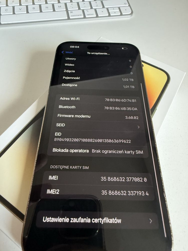 iPhone 14 Pro Max 1TB Gold Idealny Oryginalna Bateria 94%