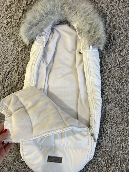 Зимовий конверт-кокон в коляску ДоРечі білий з опушкою