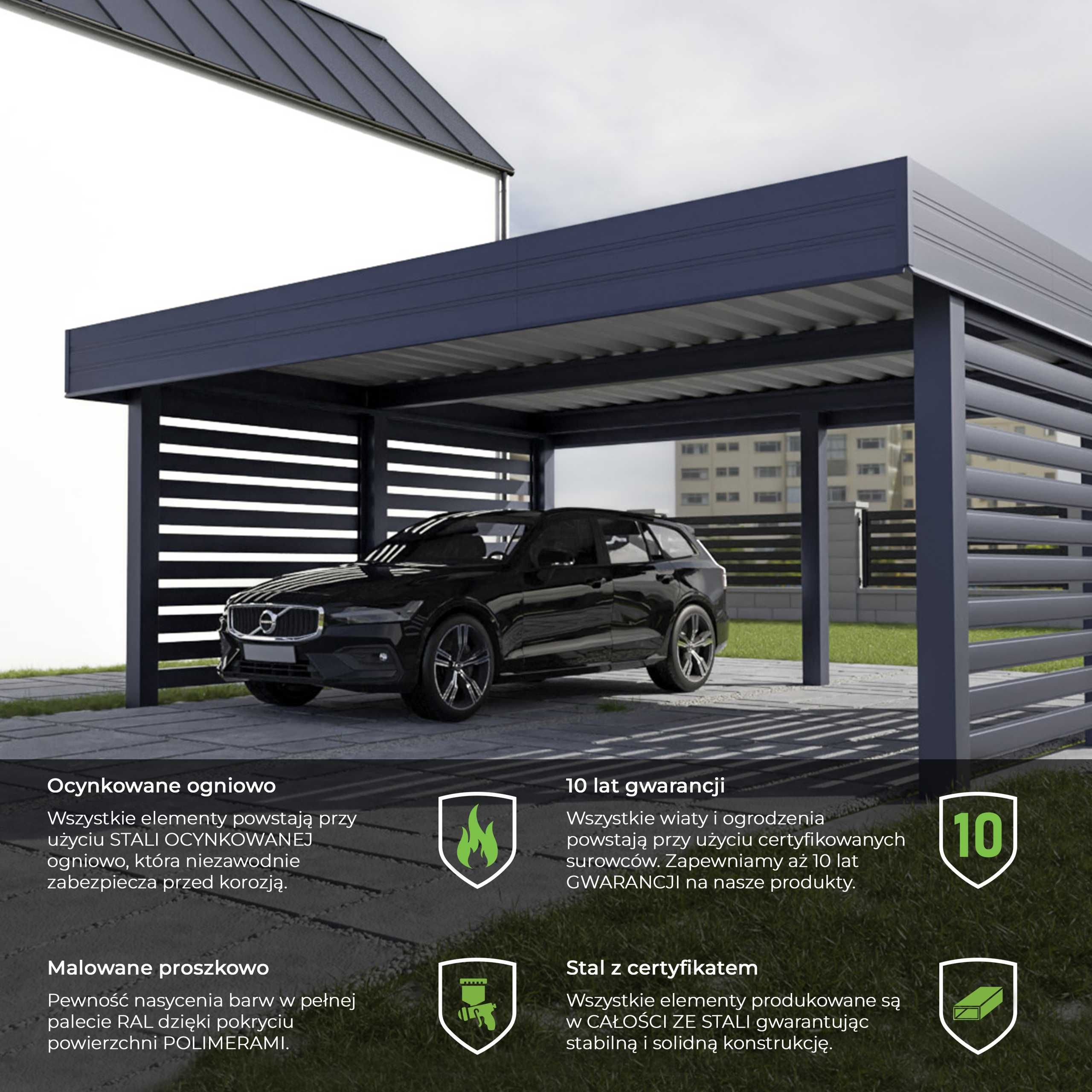 Wiata garażowa Dwustanowiskowa 5 x 5 m - Carport, Altana, Zadaszenie