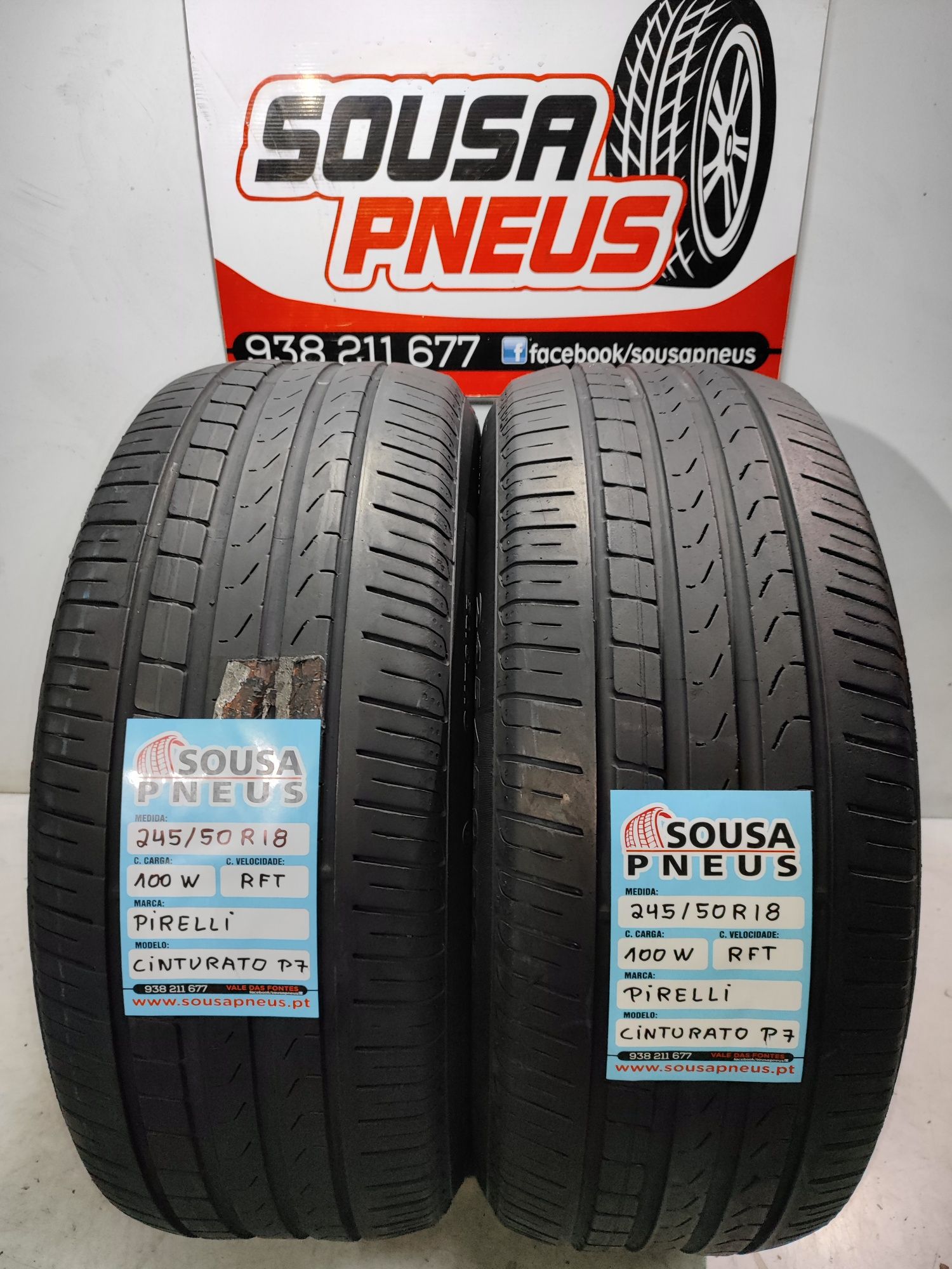 2 pneus semi novos Pirelli 245/50R18 100W RTF Oferta dos Portes