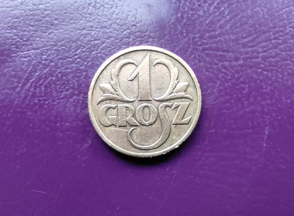 Moneta II RP - 1 grosz 1939 - Brąz- Rzadka/Piękna !