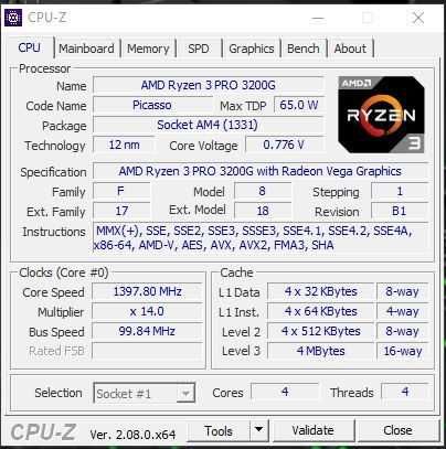 Комплект АМ4 Ryzen 3 3200G 4 ядра 4 GHz ASRock B450 DDR4 16 GB + Video