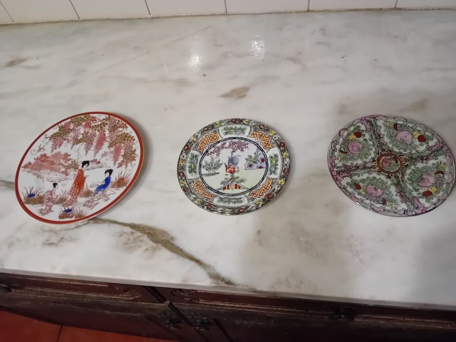 Conjunto de 3 Pratos de Macau Decorativos
