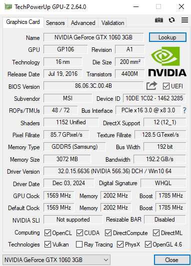 MSI GTX 1060 3 Gb