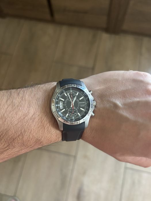 Zegarek Seiko | Chronograf | Pasek + Bransoleta Mesh | Stal + Czarny