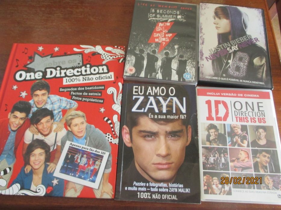 Dvd's e livros de Justin Bieber/ One Direction/5 seconds of summer