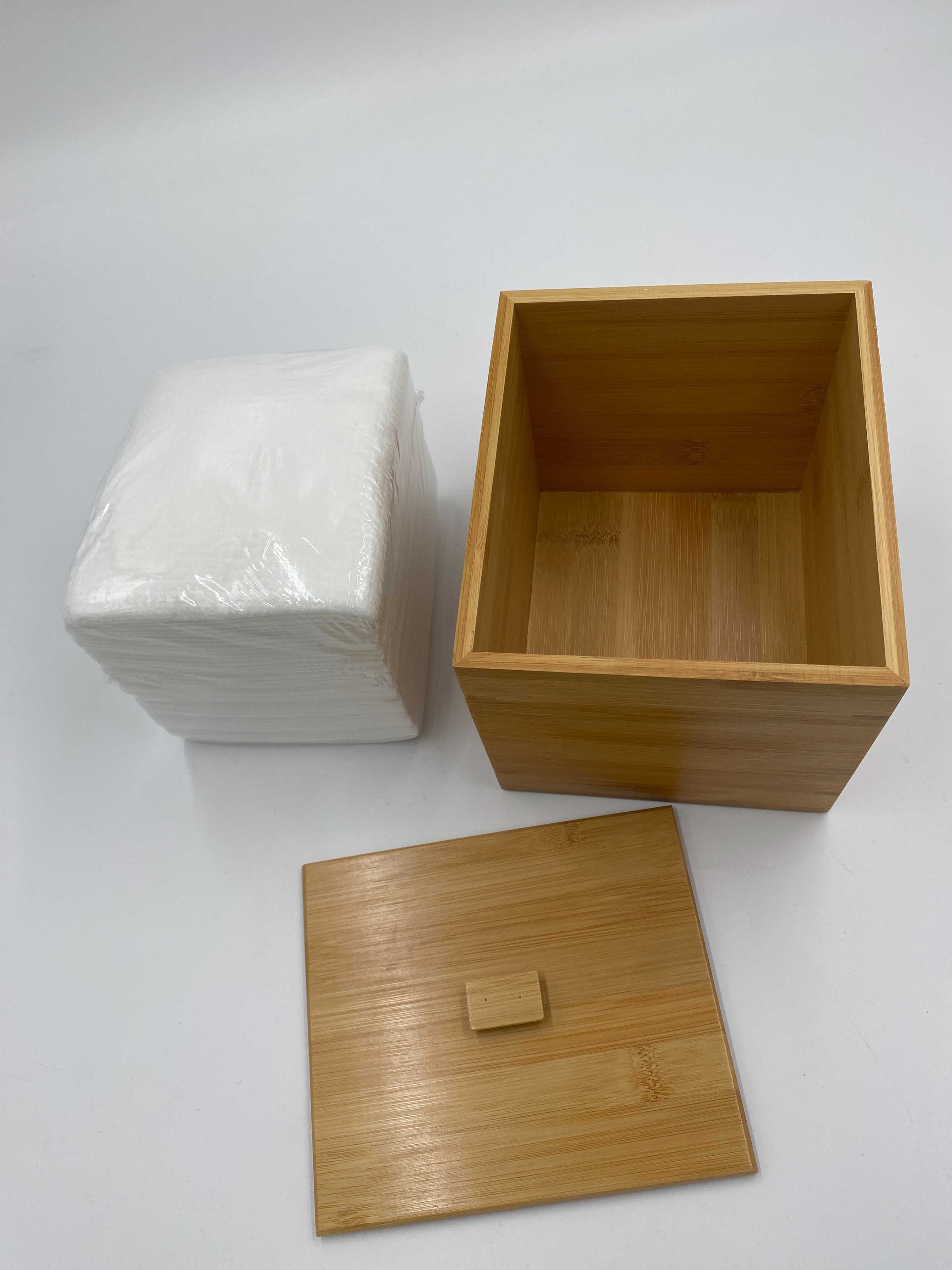 Pudełko pojemnik bambusowy z pokrywka Jednorazowymi chusteczkami
