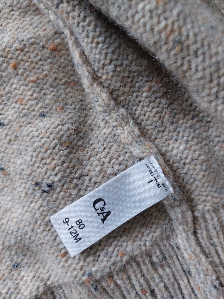 Wełniany sweterek C&A wełna i alpaka r. 80