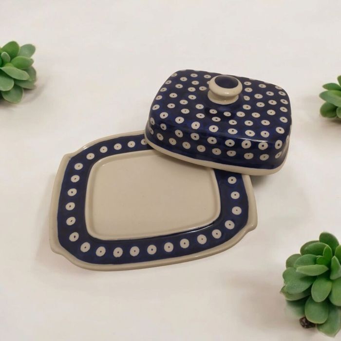 Maselnica duża na kostkę masła.Ceramika Bolesławiec