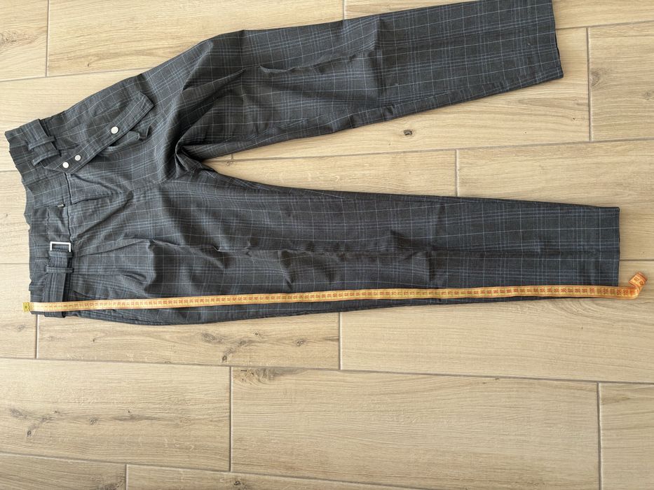 Брюки Ostin темно-сірі в клітинку, висока посадка, р. S