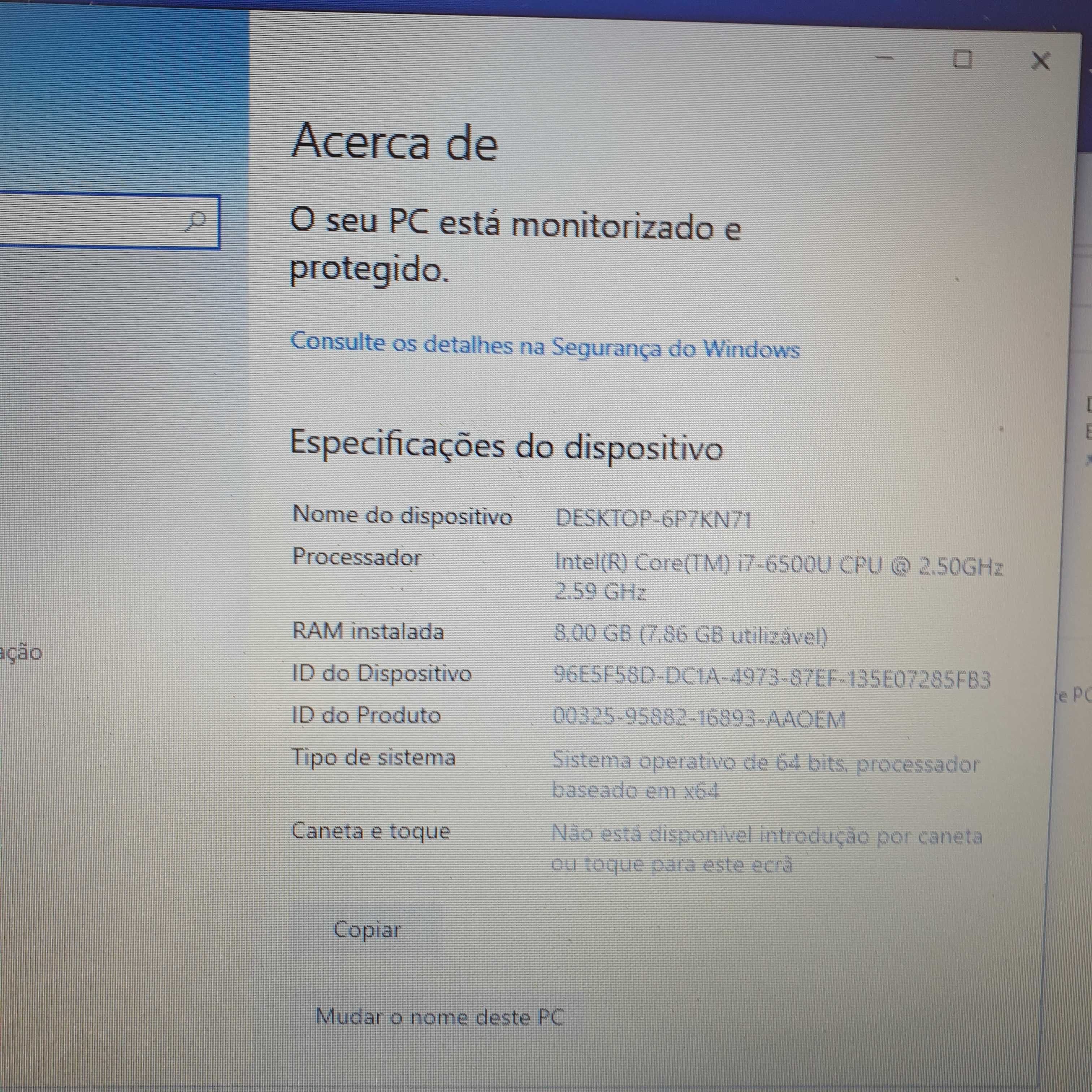 lenovo 300-15ISK processador i7-6500 2,59ghz a funcionar sem anomalia