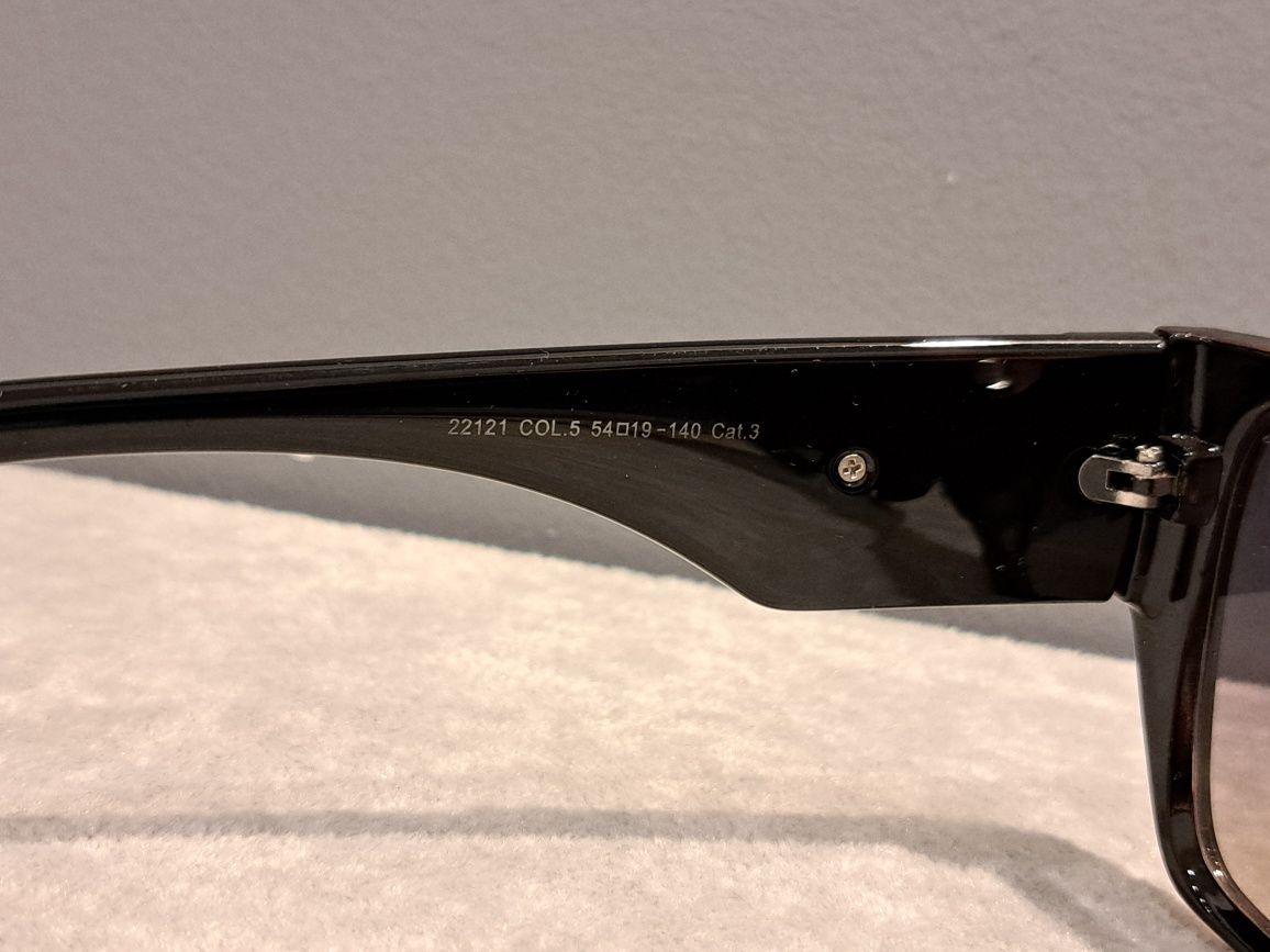 PRADA brązowe nowe okulary zlote logo damskie filtr UV 400