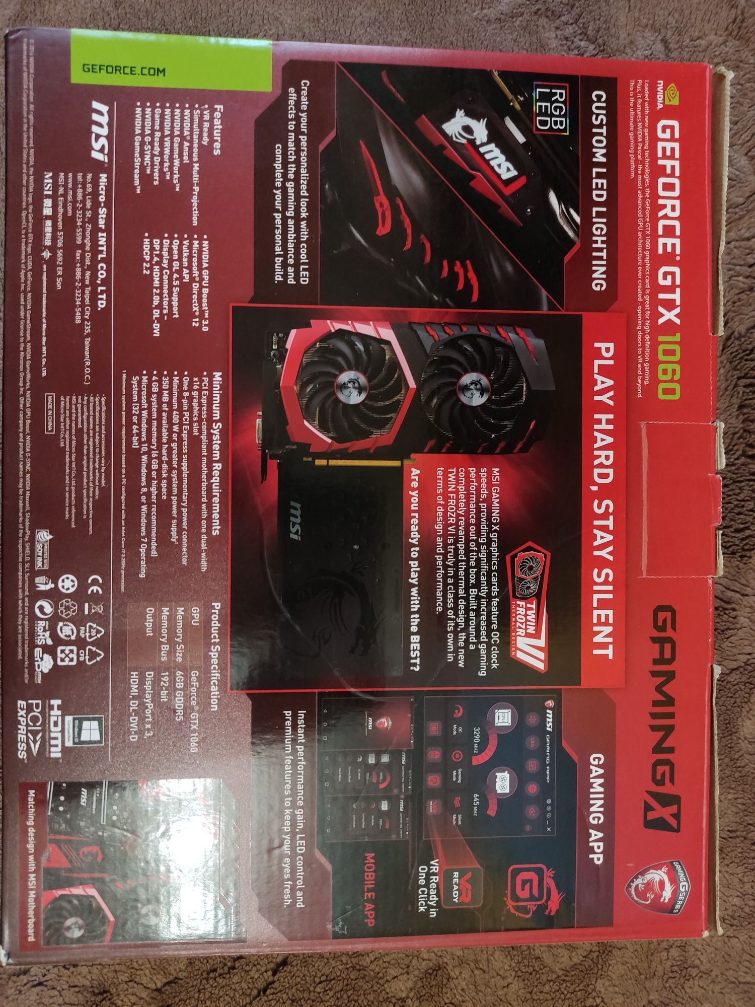 Geforce GTX 1060 6gb MSI Gaming X