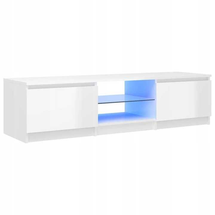 Szafka RTV pod TV z oświetleniem LED RGB biała 140 x 40