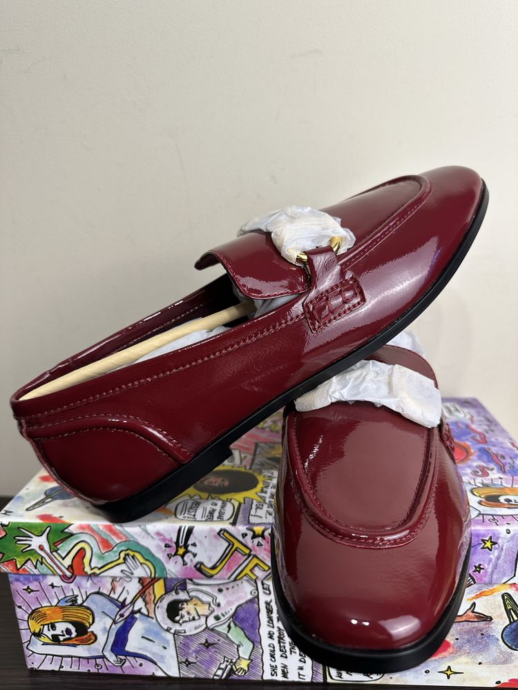 Mokasyny damskie Jeffrey Campbell Velviteen Loafer Red Leather