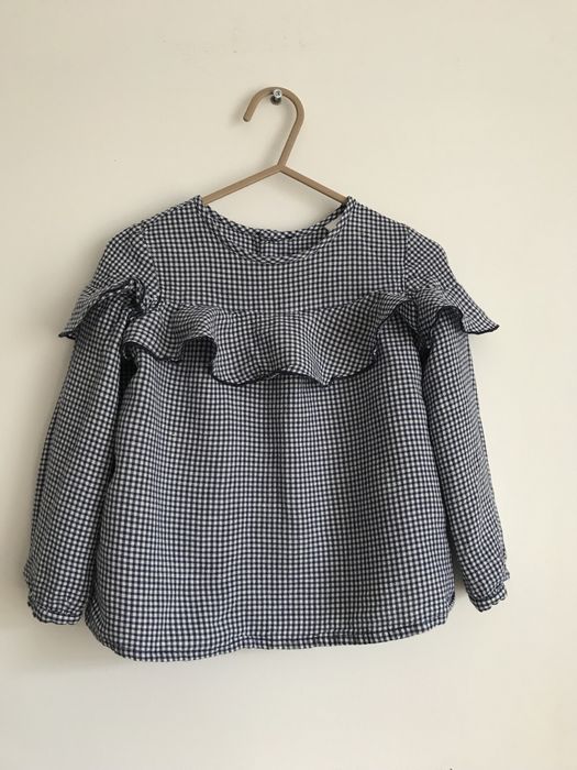 Bluzka koszula w kratkę vichy z falbanka Zara 104 cm 3/4 lata