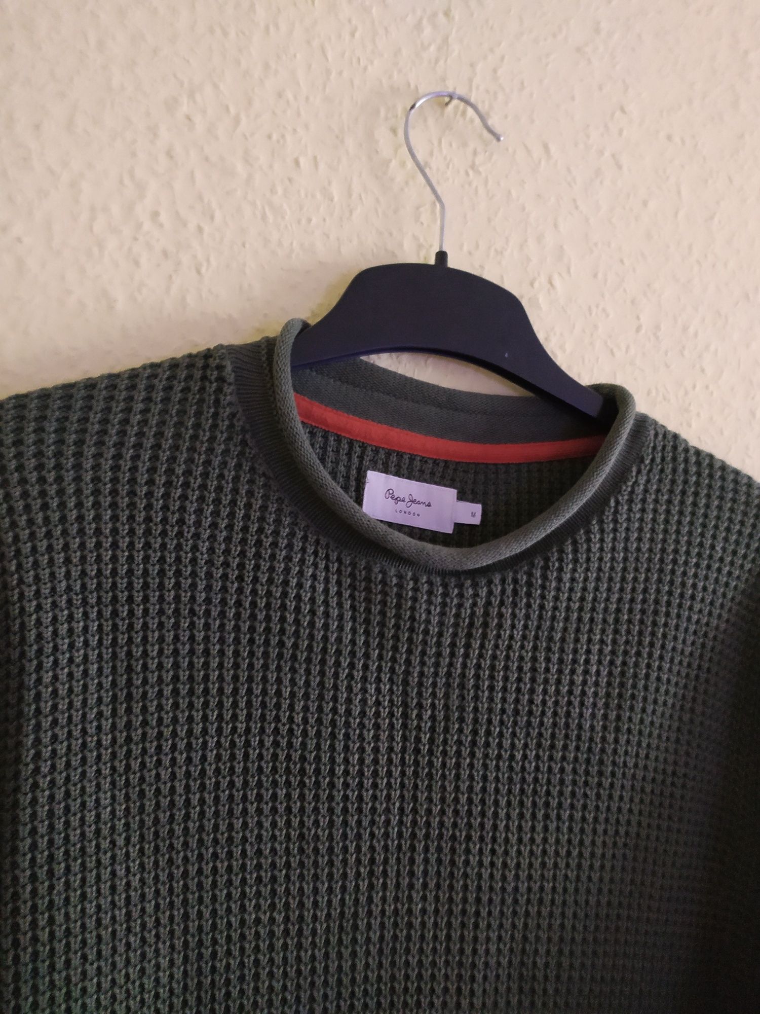 Sweter męski khaki o świetnym splocie 100% bawełna r. M/L Pepe Jeans