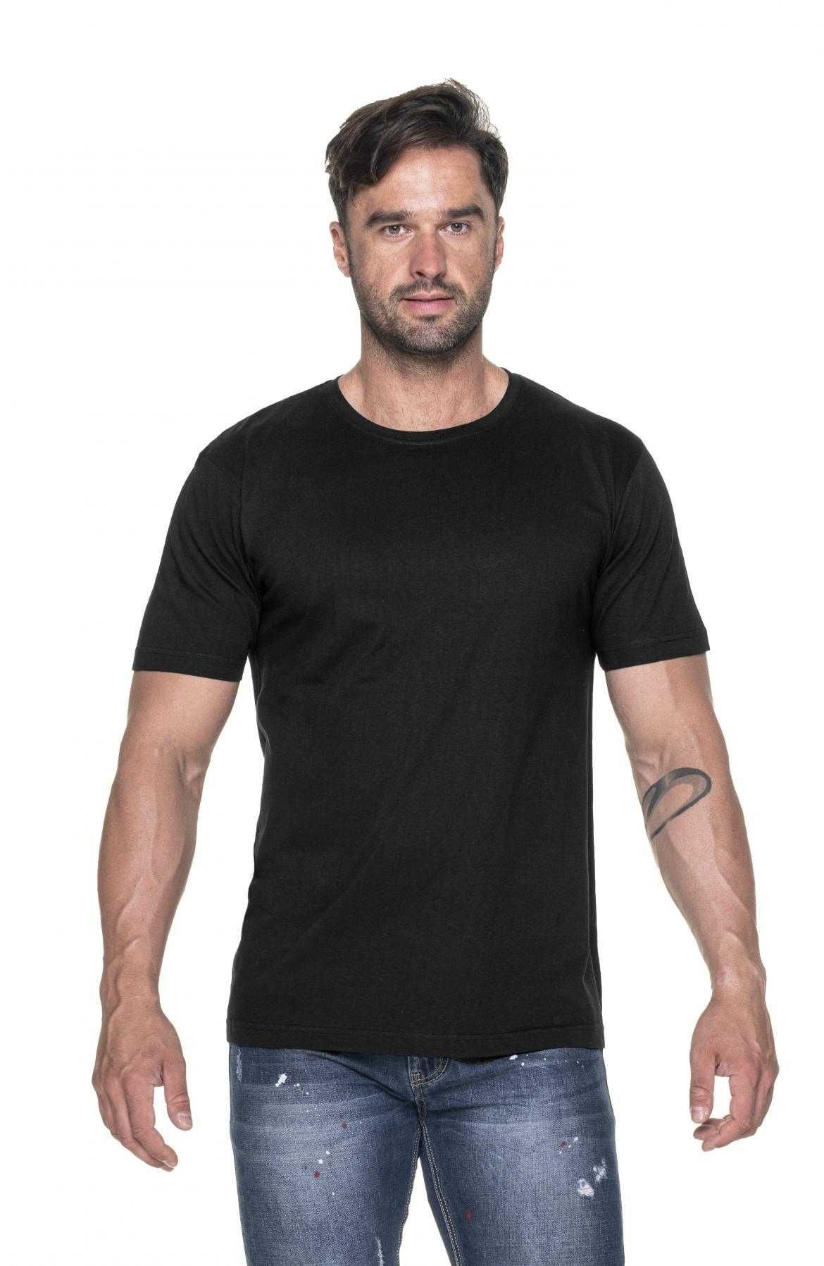 koszulka slim t-shirt męski czarny krótki rękaw 100% bawełna 2xl