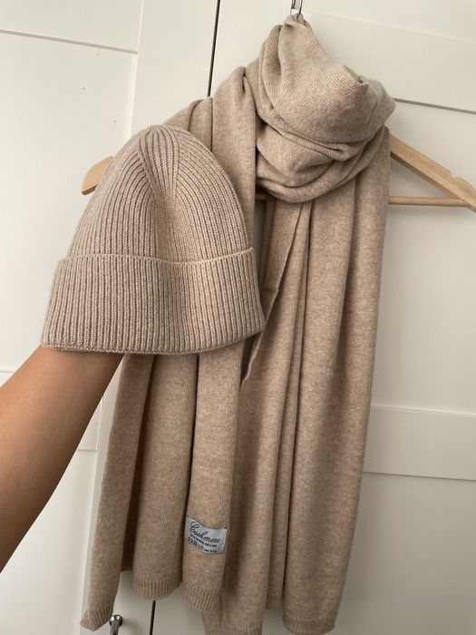 Cashmere komplet czapka i szal kaszmirowy kaszmir i welna