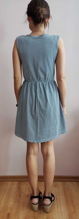 Letnia, krótka bawełniana sukienka w paski XS/S/M