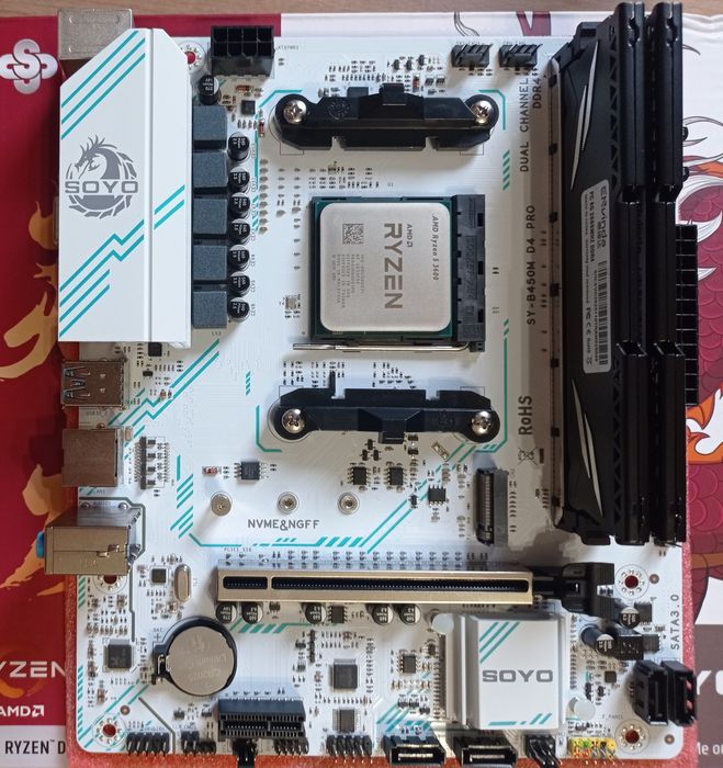 Игровой комплект SOYO B450 PRO + Ryzen 3600 / 5500 + ddr4 16gb (2×8)