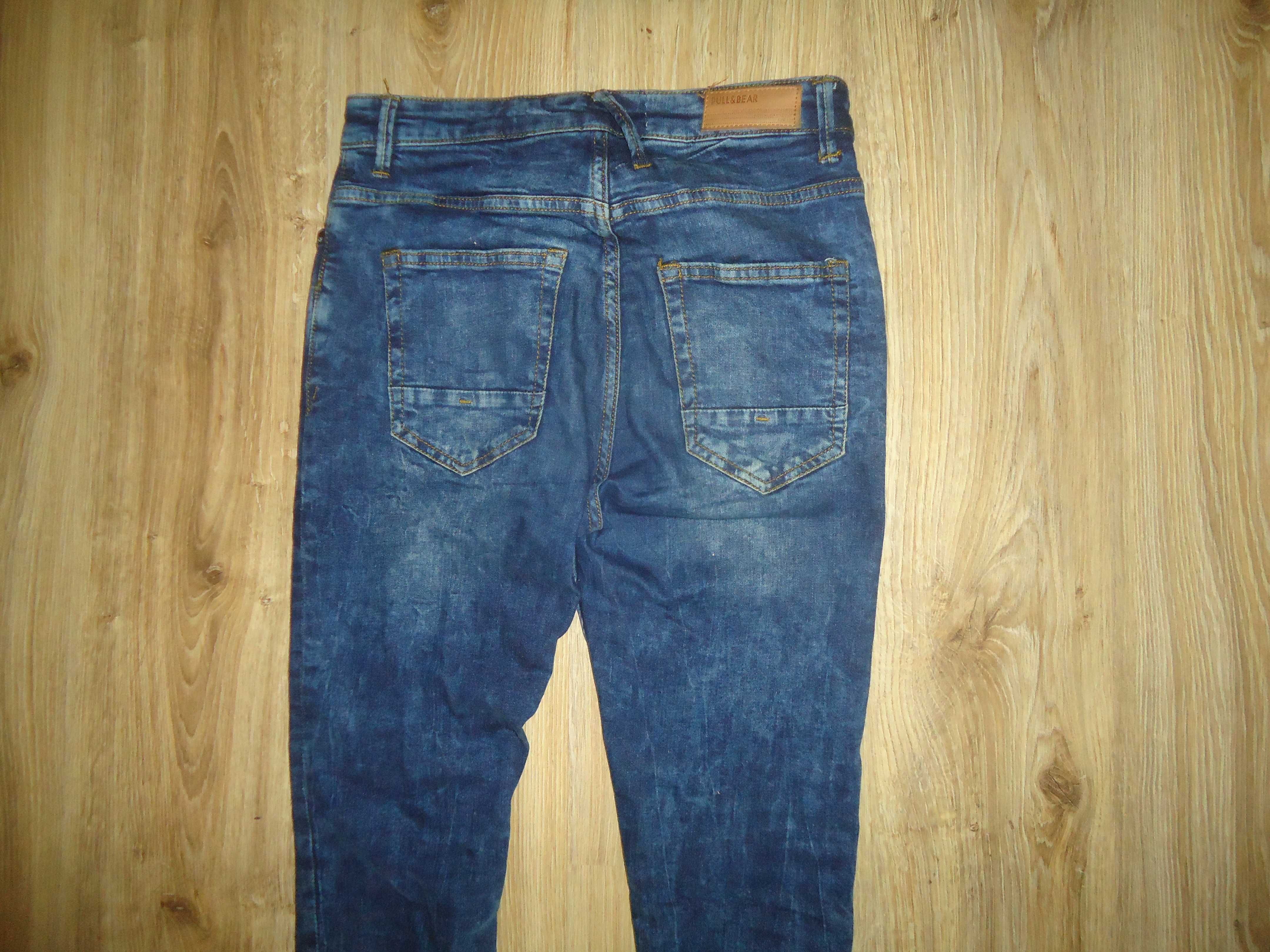 Pull&Bear Spodnie Jeansy z przetarciami Skinny Wysoki Stan Roz 38/30