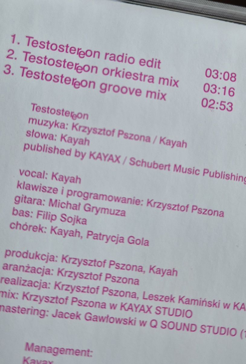 Kayah - Testosteron CD Singiel Nowy
