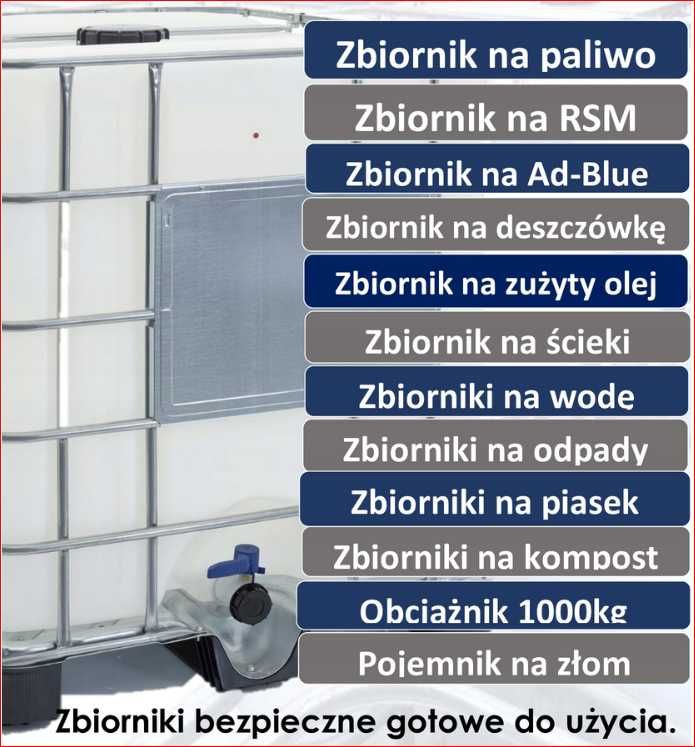 beczka zbiornik na wodę, paliwo 1000l z zaworem na palecie Mauzer