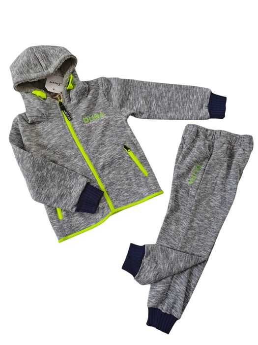Dres chłopięcy ocieplany zestaw komplet dresowy szary 2 częśc. 104
