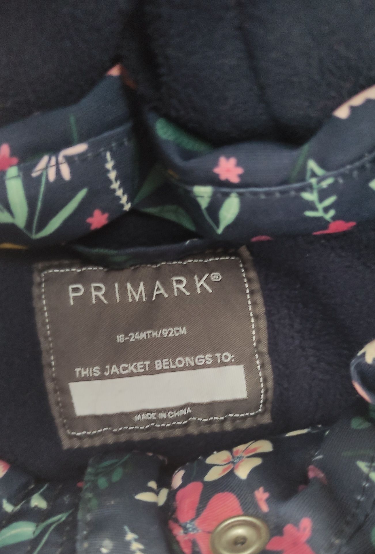 Kurtka przejściowa w kwiatki dla dziewczynki Primark, rozmiar 92