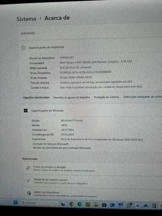 Computador AMDRysen I5 com garantia e fatura de 14/02/2024