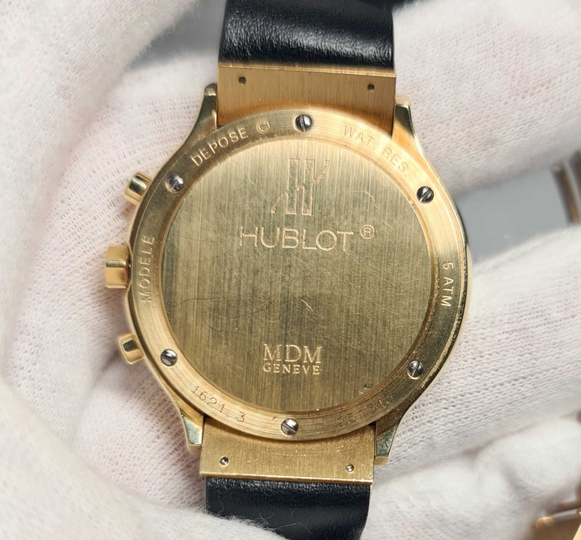 Золотий чоловічий годинник часы Hublot MDM Chronograph 1621.3 Gold 18k