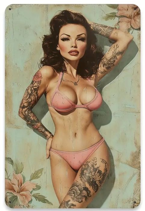 Chapa Vintage Mulher Sexy Tatuada