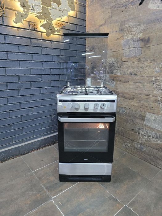 Газова плита з електро духовкою, нержавійка