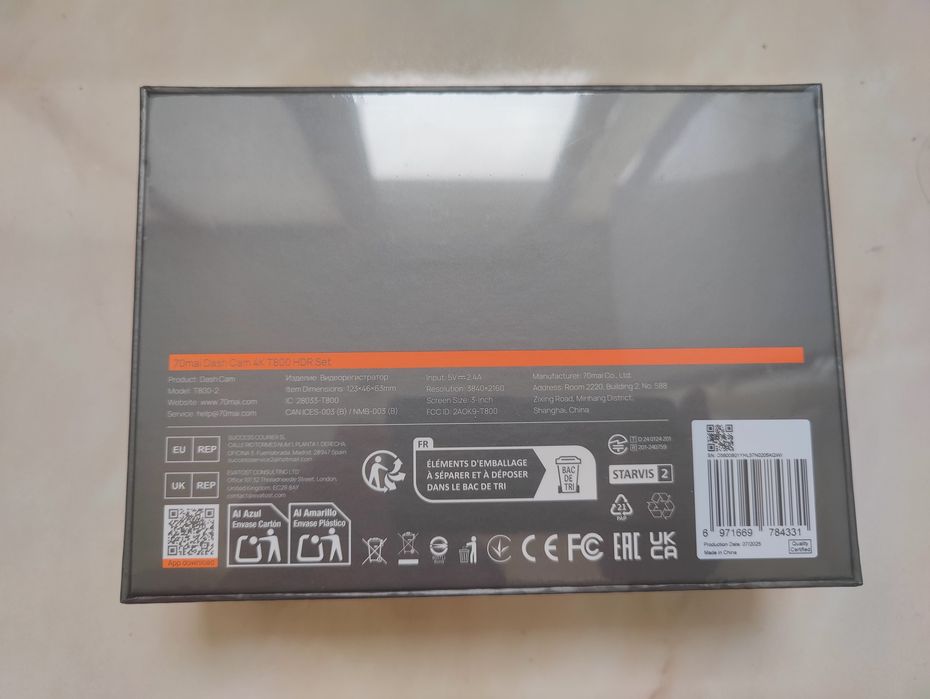 Відеореєстратор 70mai Dash Cam 4K T800 + rear cam rc 24 + sd card 256