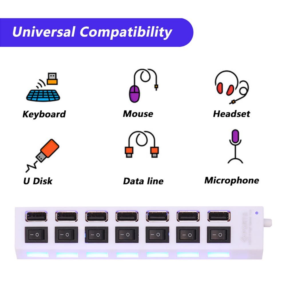 Hub USB 2.0 de 7 Portas / 4 Portas