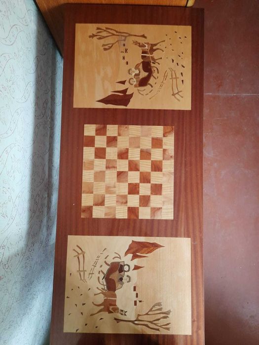 Ława PRL, intarsja - dla szachisty :)