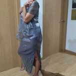 Vestido comprido  em cinza escuro