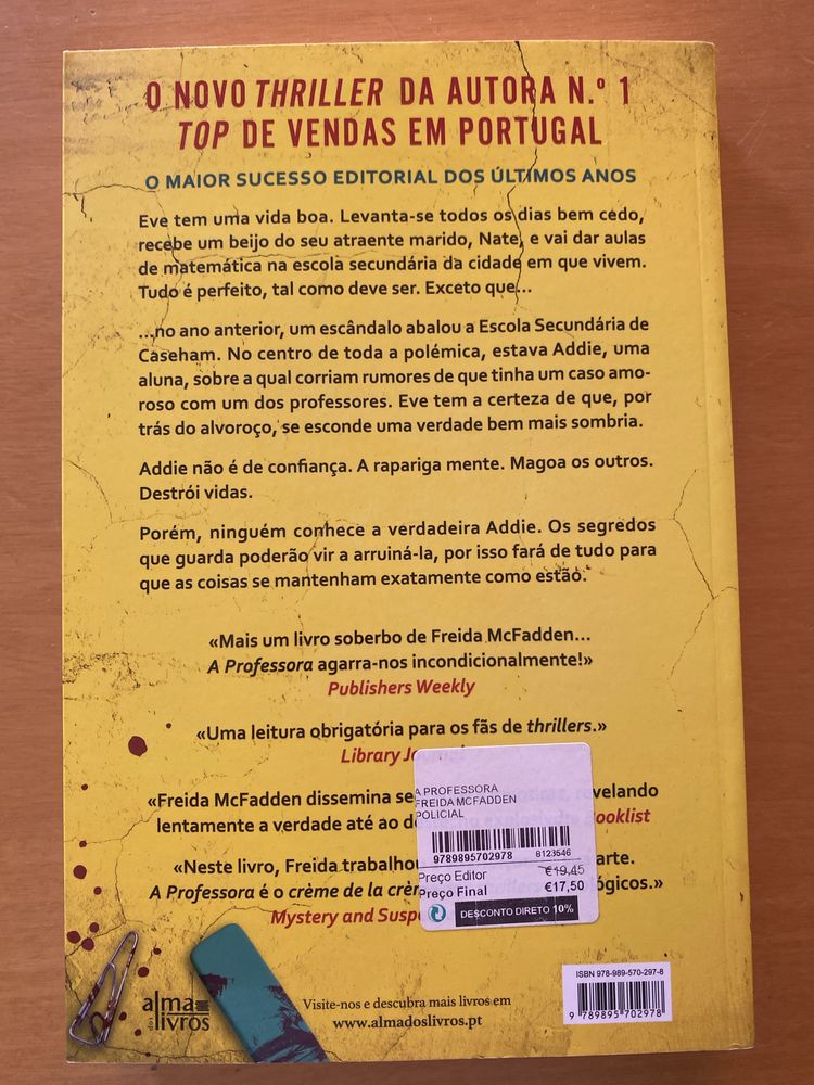 Vendo livro A Professora de Freida Mcfadden