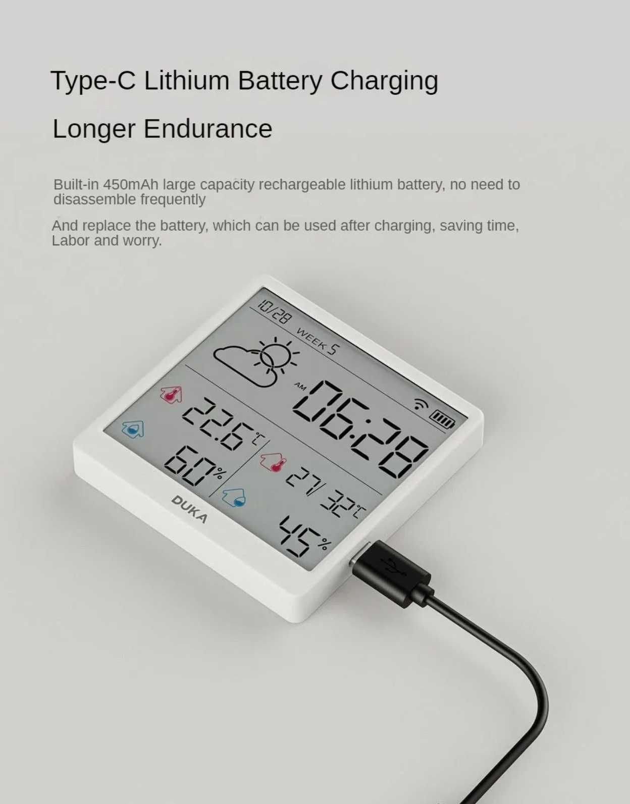 Смарт годинник DUKA TH3 Electronic Temperature Humidity Sensor Wifi